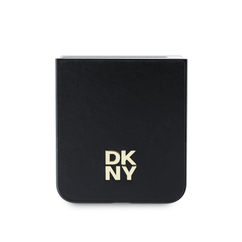 DKNY PU Leather Stack Logo Zadný Kryt pre Samsung Galaxy Z Flip 6 Black