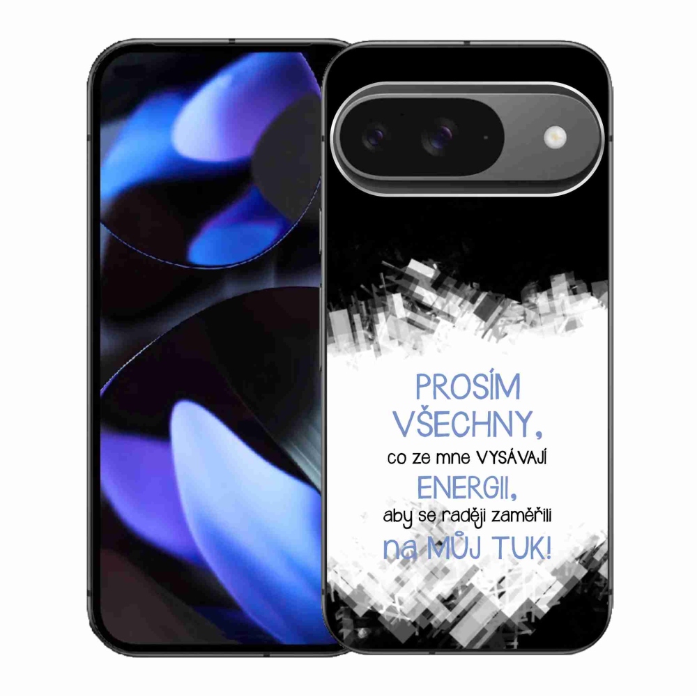 Gélový kryt mmCase na Google Pixel 9/9 Pro - vtipný text 1 modrý