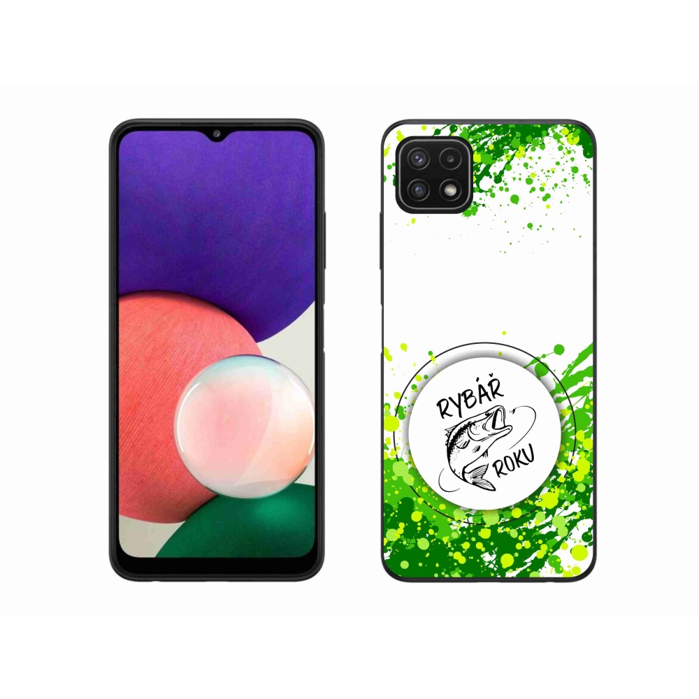 Gélový kryt mmCase na Samsung Galaxy A22 5G - rybár roka biele pozadie