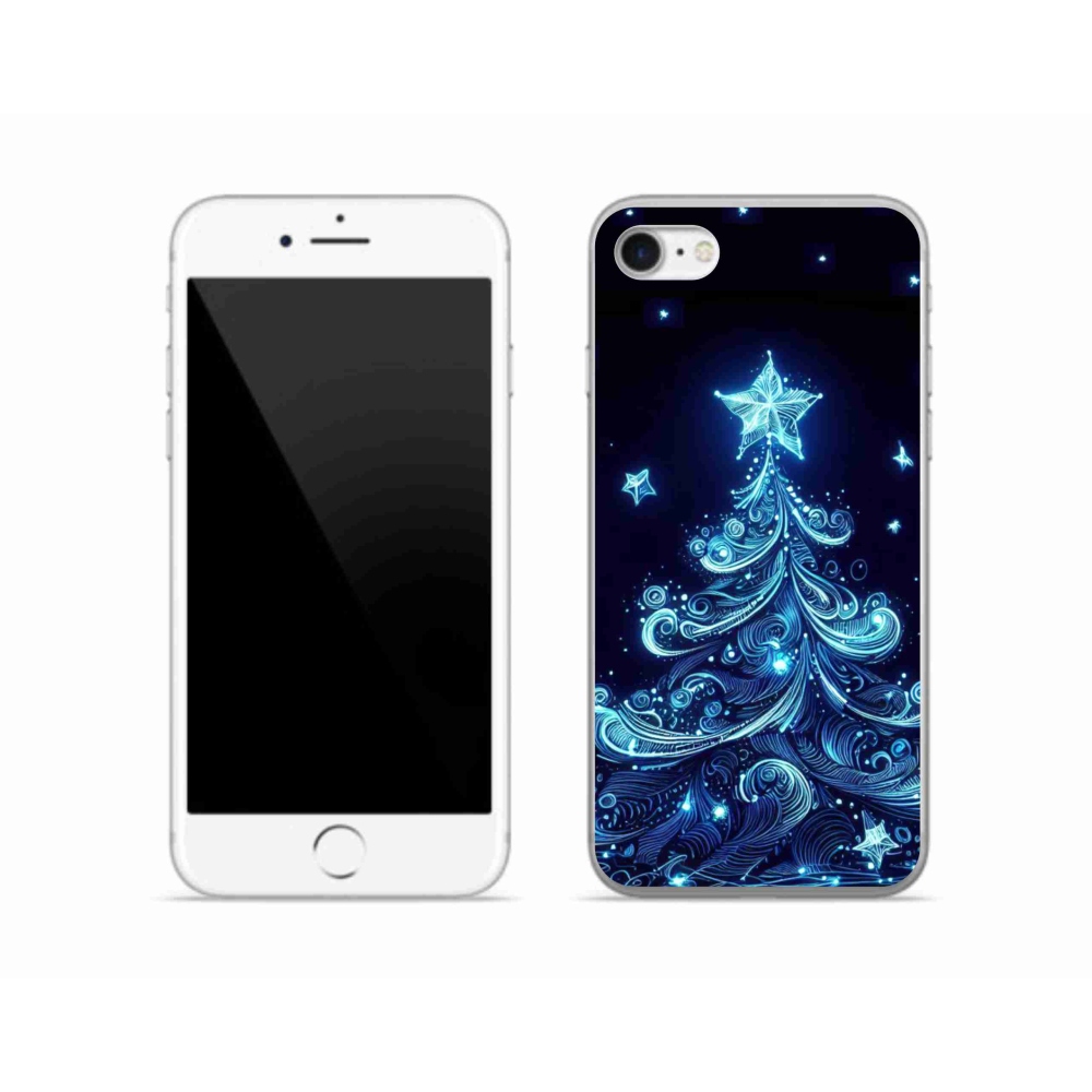 Gélový kryt mmCase na iPhone SE (2020) - neónový vianočný stromček 4