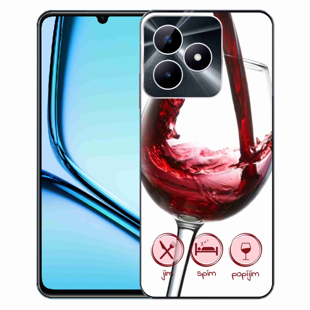 Gélový obal mmCase na Realme Note 50 - pohár vína červené