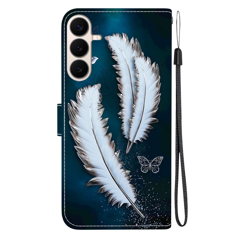 Versatile knižkové púzdro na Samsung Galaxy S26 FE - biela pierka
