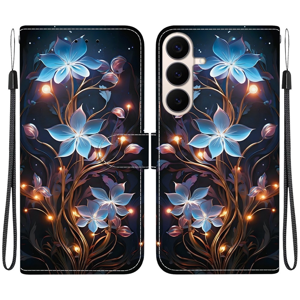 Versatile knižkové púzdro na Samsung Galaxy S26 FE - modré kvety