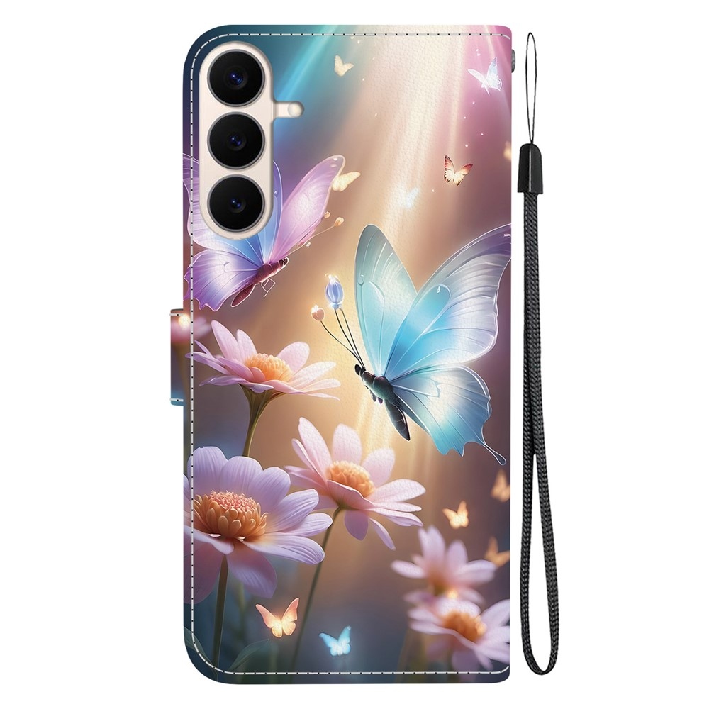 Versatile knižkové púzdro na Samsung Galaxy S26 FE - motýle a margaréty