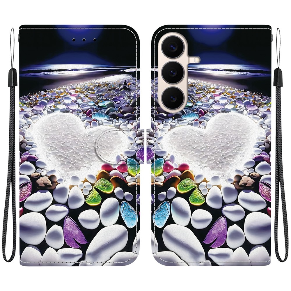 Versatile knižkové púzdro na Samsung Galaxy S26 FE - srdce a kamienky