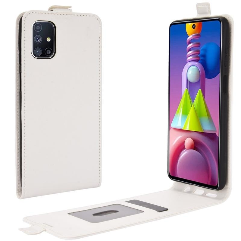 Vertical flipové PU kožené puzdro pre mobil na mobil Samsung Galaxy M51 - biele