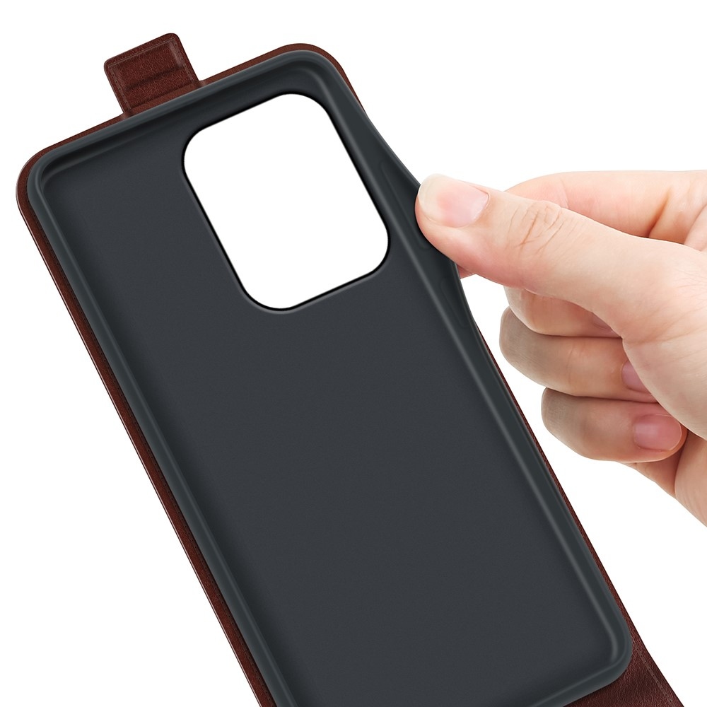 Vertical knižkové púzdro na Xiaomi Redmi 17 4G/5G - hnedé