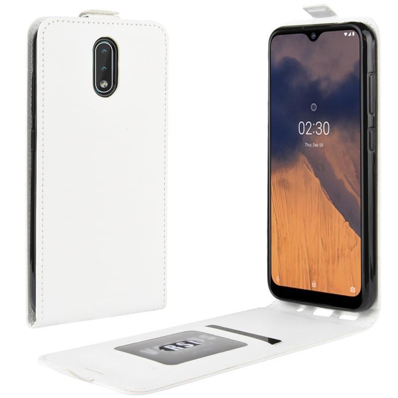 Vertical PU kožené flipové puzdro na mobil Nokia 2.3 - biele