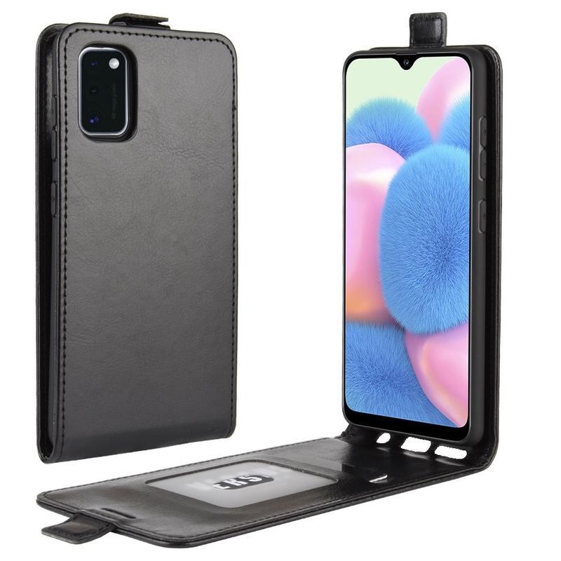 Vertical PU kožené flipové puzdro na mobil Samsung Galaxy A41 - čierne