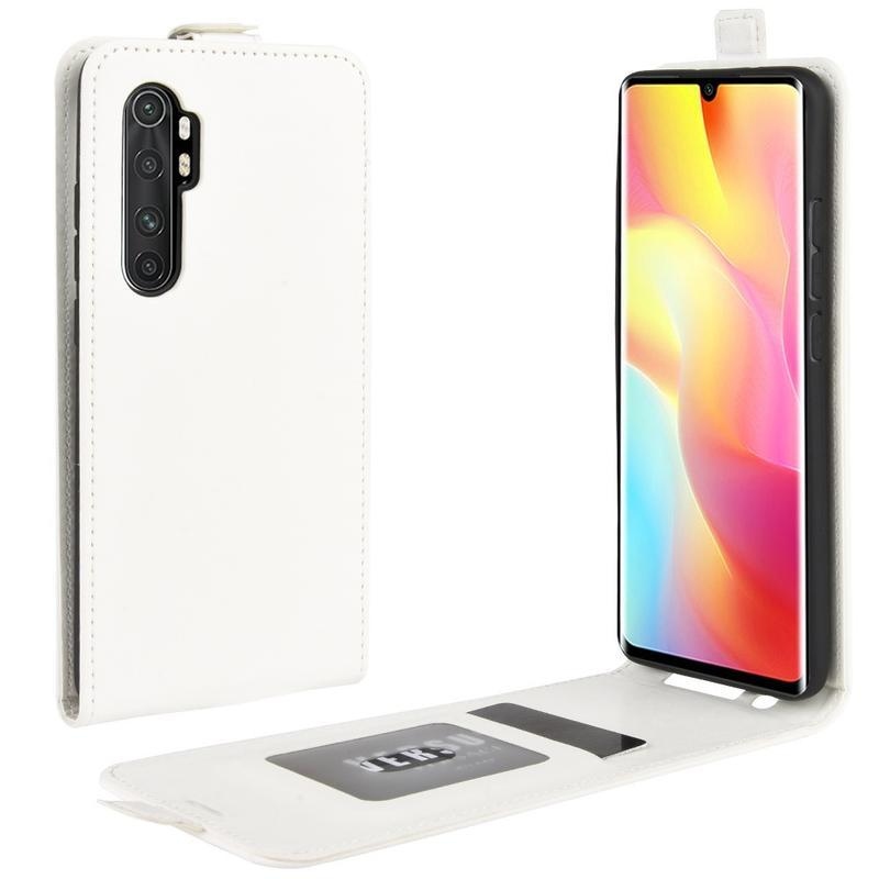 Vertical PU kožené flipové puzdro na mobil Xiaomi Mi Note 10 Lite - biele