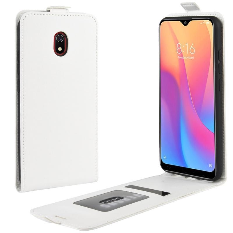 Vertical PU kožené flipové puzdro na mobil Xiaomi Redmi 8A - biele