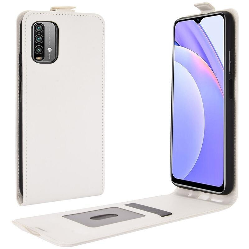 Vertical PU kožené flipové puzdro na mobil Xiaomi Redmi 9T/Poco M3 - biele