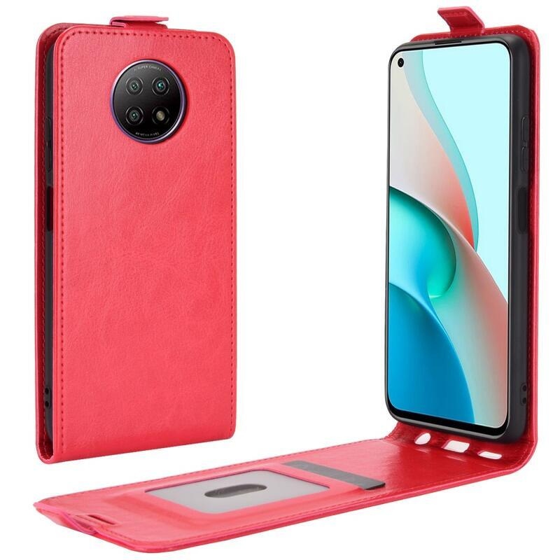 Vertical PU kožené flipové puzdro na mobil Xiaomi Redmi Note 9T 5G - červené