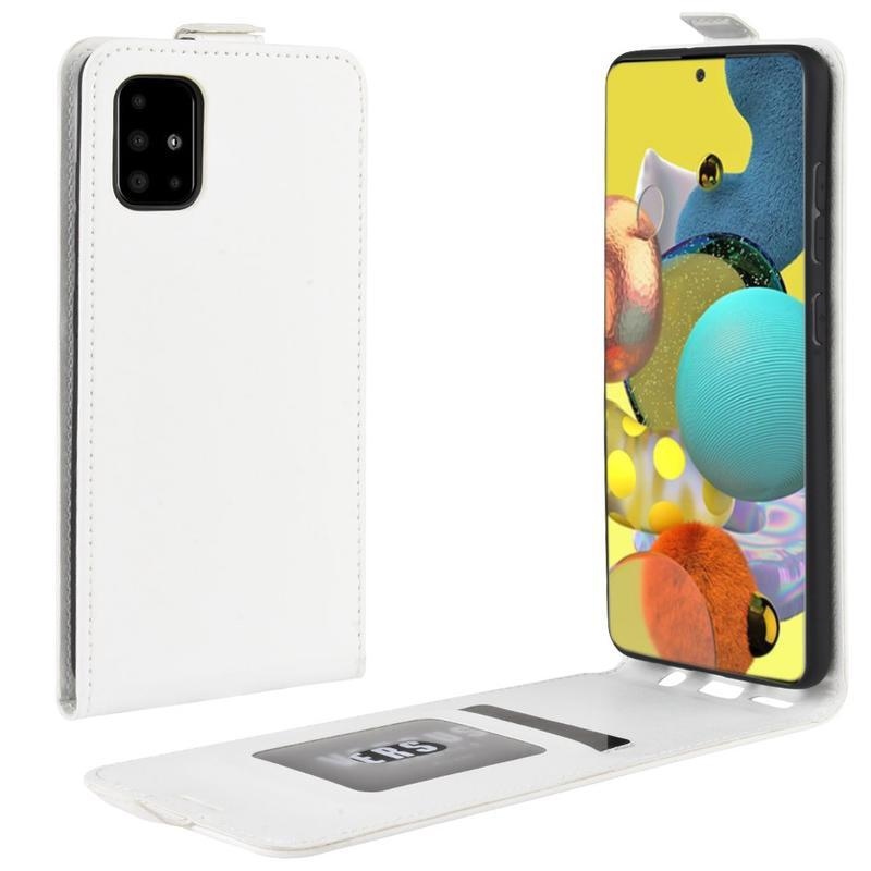 Vertical PU kožené flipové puzdro pre telefón Samsung Galaxy A51 5G - biele