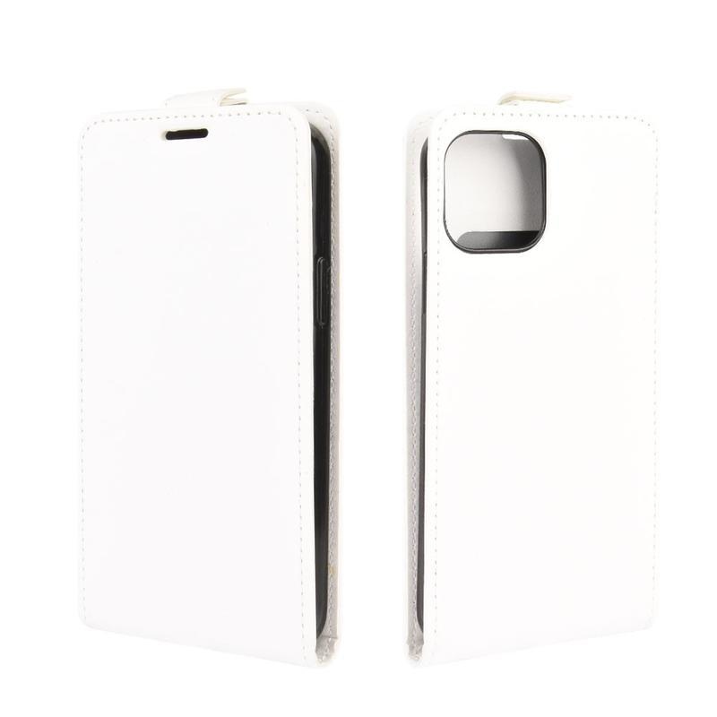 Vertical PU kožené peněženkové puzdro na mobil iPhone 12 mini - biele