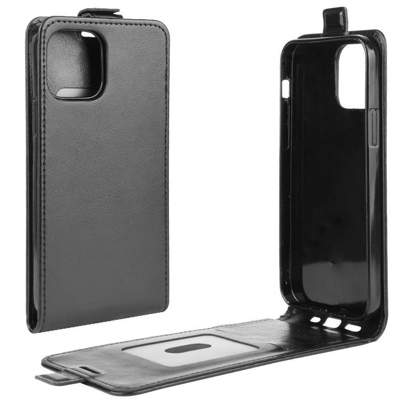 Vertical PU kožené peněženkové puzdro na mobil iPhone 12 mini - čierne