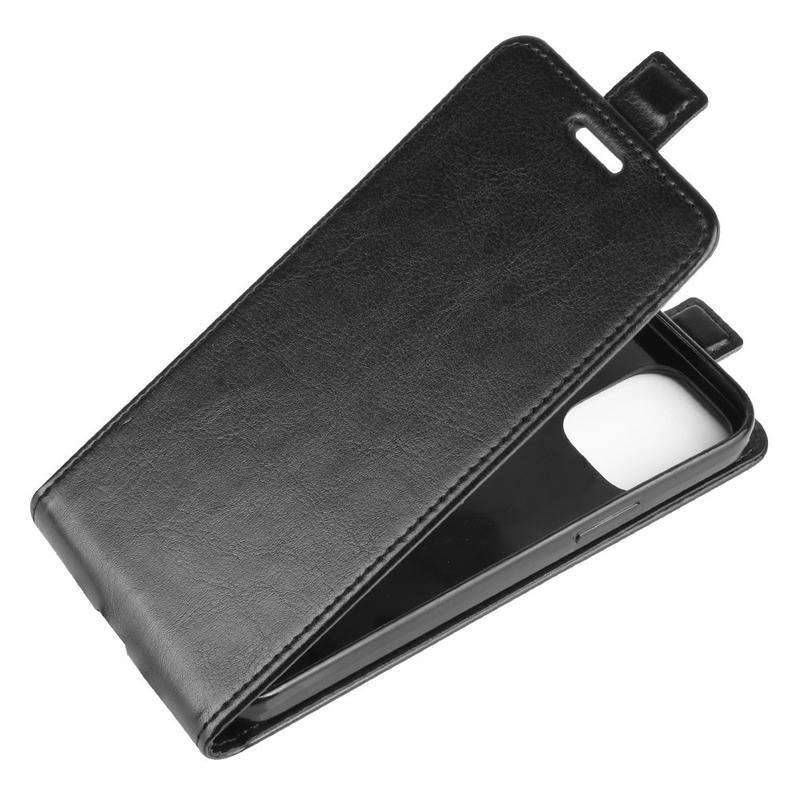 Vertical PU kožené peněženkové puzdro na mobil iPhone 12 mini - čierne