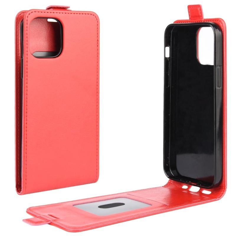 Vertical PU kožené peněženkové puzdro na mobil iPhone 12 mini - červené