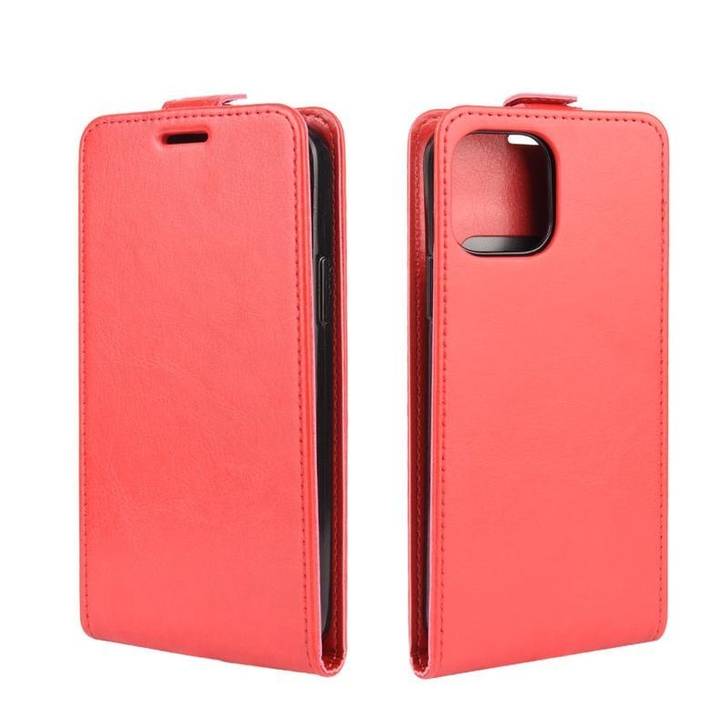 Vertical PU kožené peněženkové puzdro na mobil iPhone 12 mini - červené