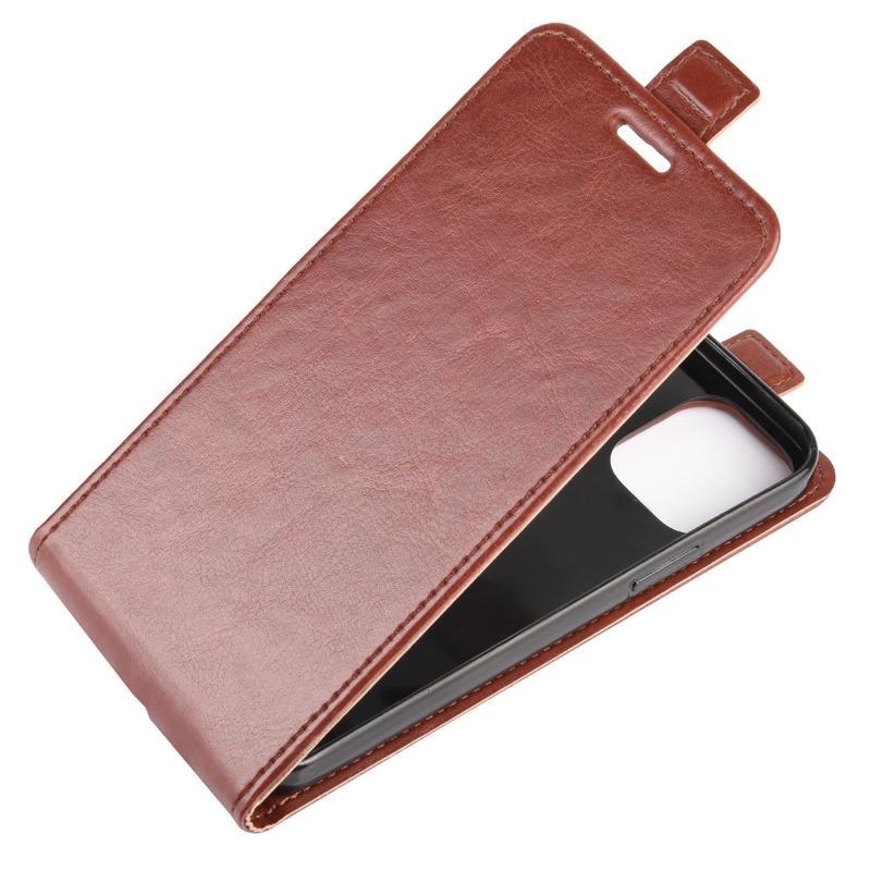 Vertical PU kožené peněženkové puzdro na mobil iPhone 12 mini - hnedé