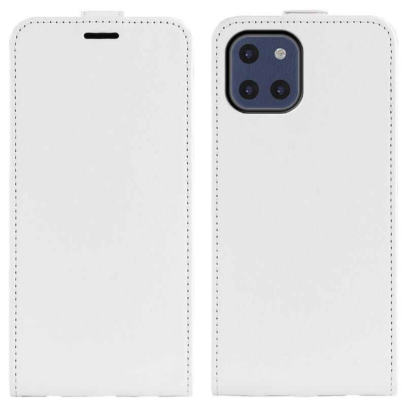 Vertical PU kožené peňaženkové puzdro na mobil Samsung Galaxy A03 - biele