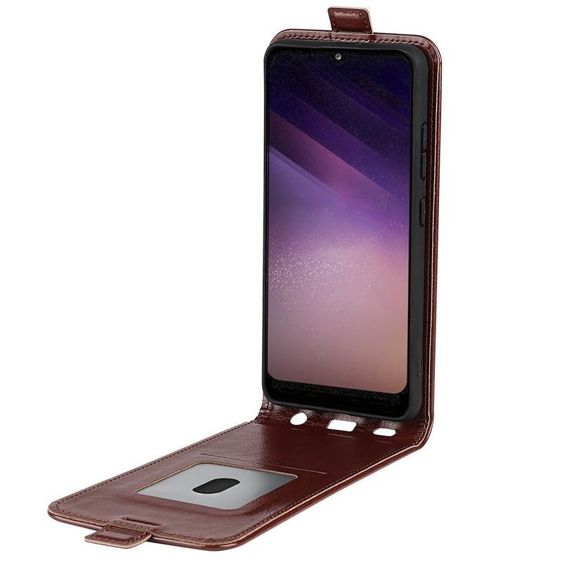 Vertical PU kožené peňaženkové púzdro na mobil Samsung Galaxy A03 - hnedé