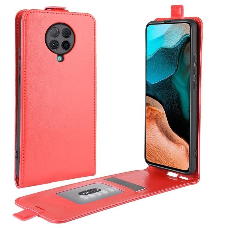 Vertical PU kožené peněženkové puzdro na mobil Xiaomi Poco F2 Pro - červené