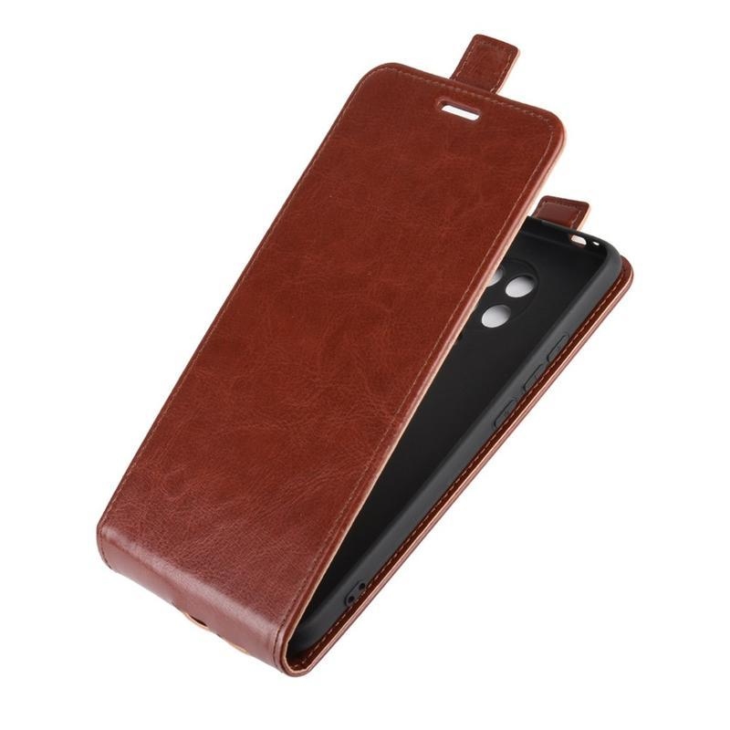Vertical PU kožené peněženkové puzdro na mobil Xiaomi Poco F2 Pro - hnedé