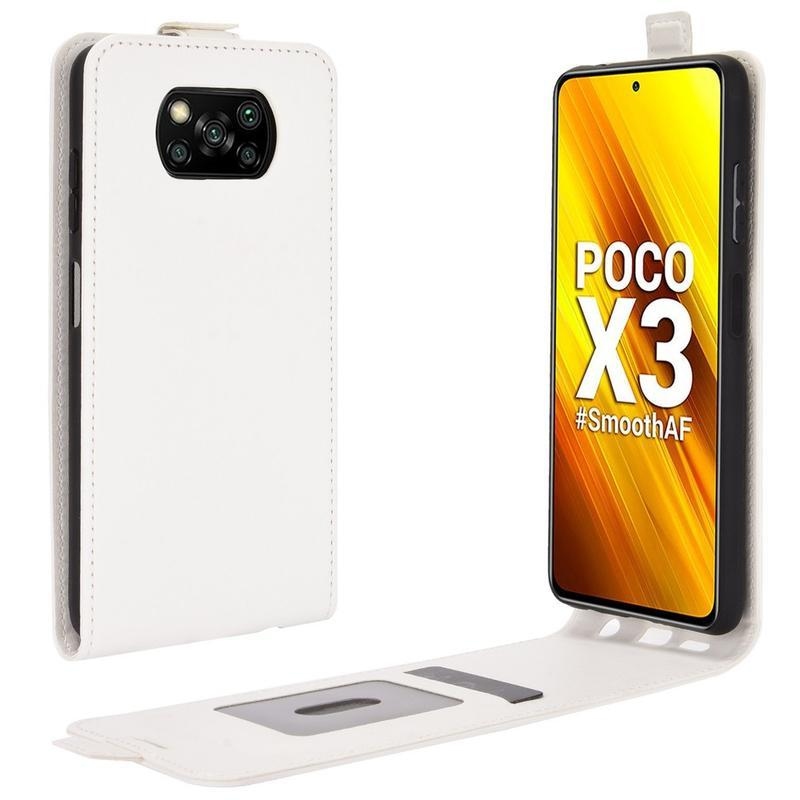 Vertical PU kožené peněženkové puzdro na mobil Xiaomi Poco X3/X3 Pro - biele