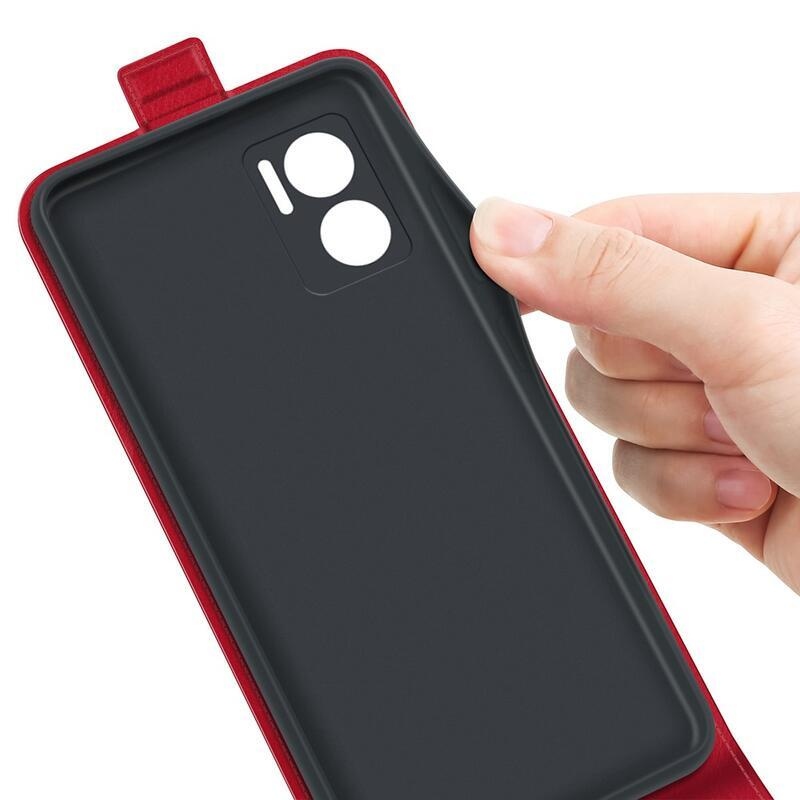 Vertical PU kožené peňaženkové puzdro na mobil Xiaomi Redmi 10 5G - červené