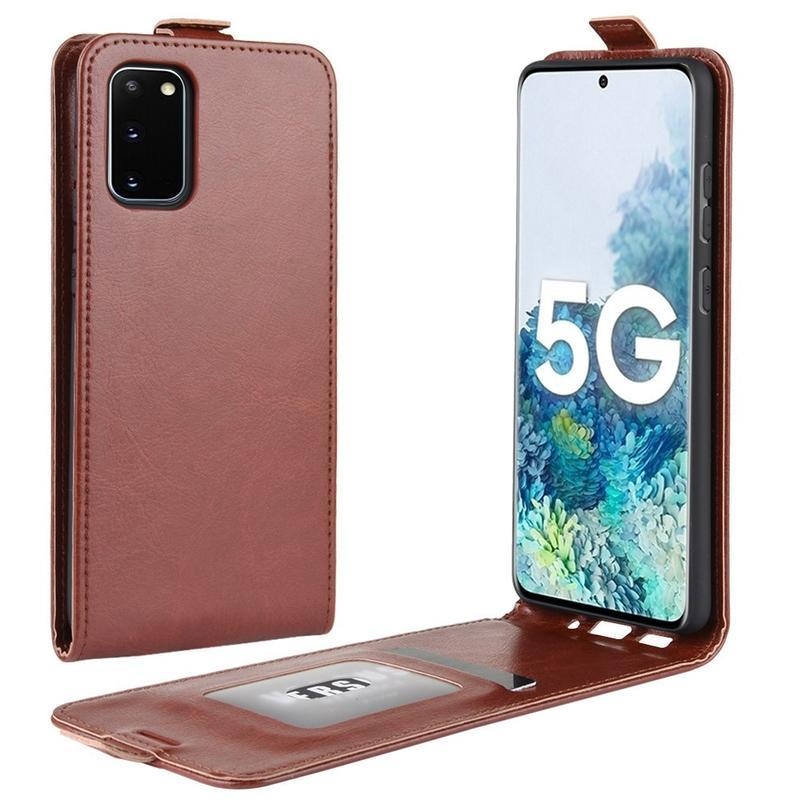 Vertical PU kožené peněženkové púzdro pre mobil Samsung Galaxy S20 FE / S20 FE 5G - hnedé