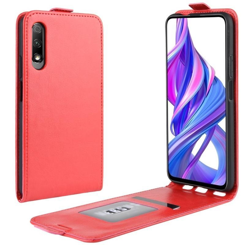 Vertical PU kožené puzdro na mobil Huawei P Smart Pro (2019) / Honor 9X Pro - červené