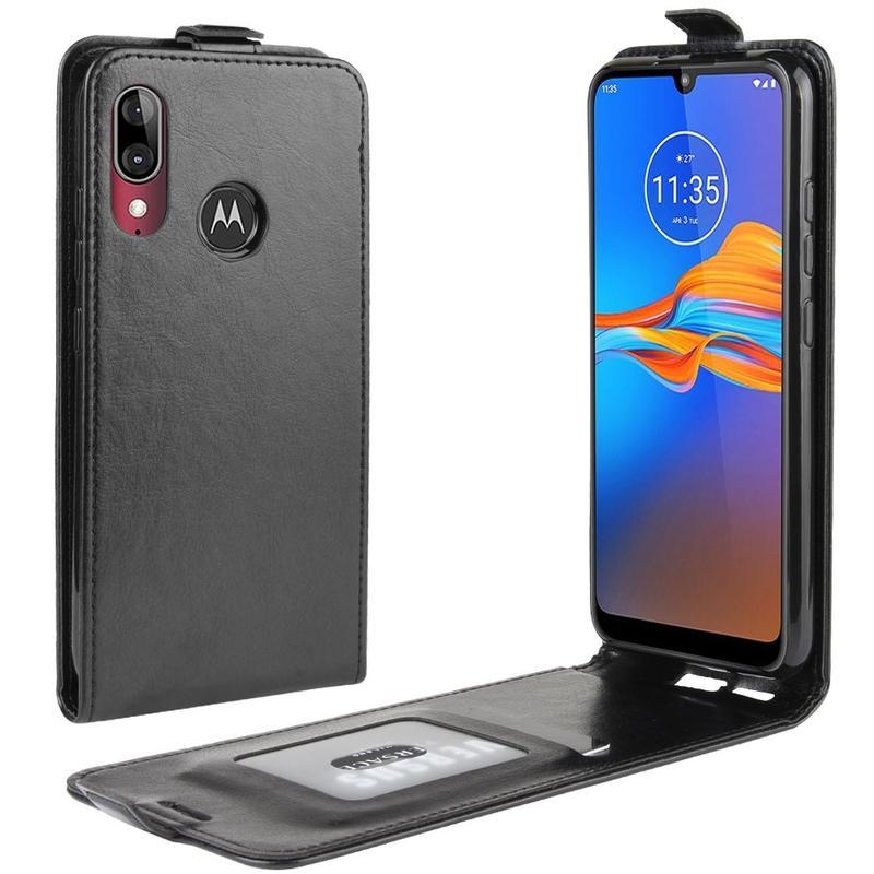 Vertical PU kožené puzdro na mobil Motorola Moto E6 Plus - čierne