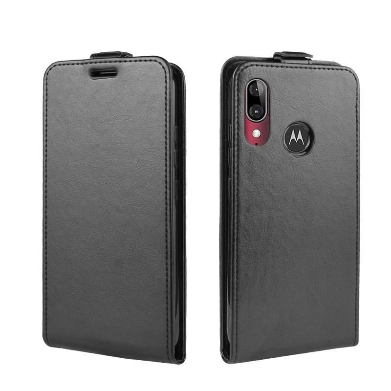 Vertical PU kožené puzdro na mobil Motorola Moto E6 Plus - čierne