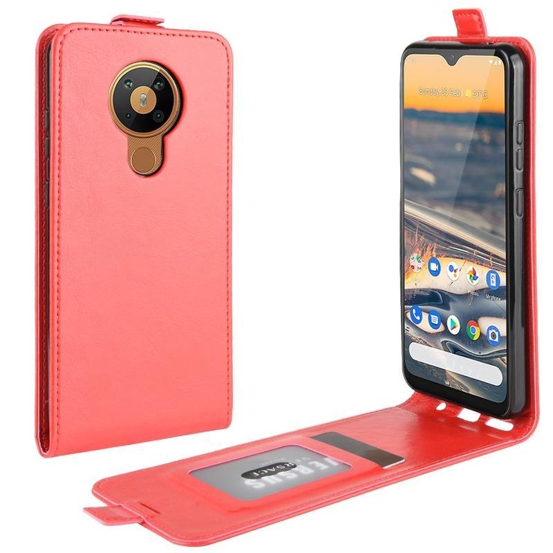 Vertical PU kožené puzdro na mobil Nokia 5.3 - červené