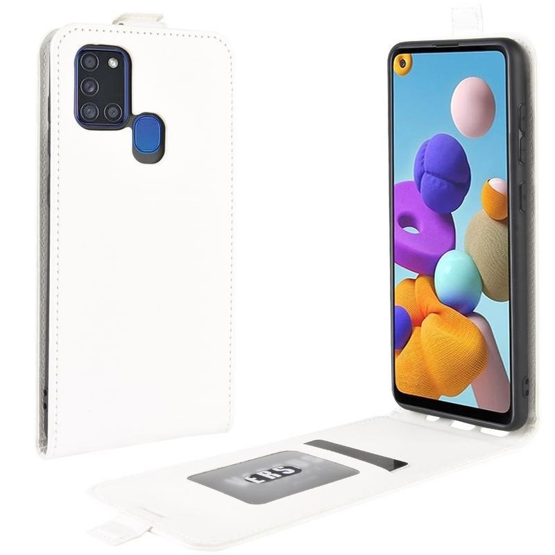 Vertical PU kožené puzdro na mobil Samsung Galaxy A21s - biele