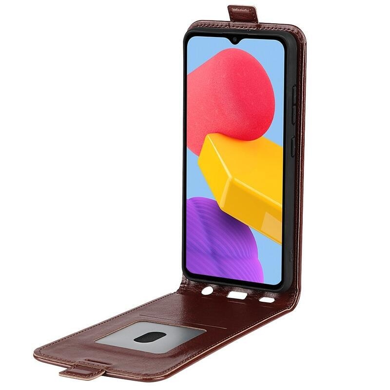 Vertical PU kožené púzdro na mobil Samsung Galaxy M13 4G - hnedé