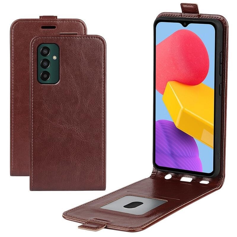 Vertical PU kožené púzdro na mobil Samsung Galaxy M13 4G - hnedé