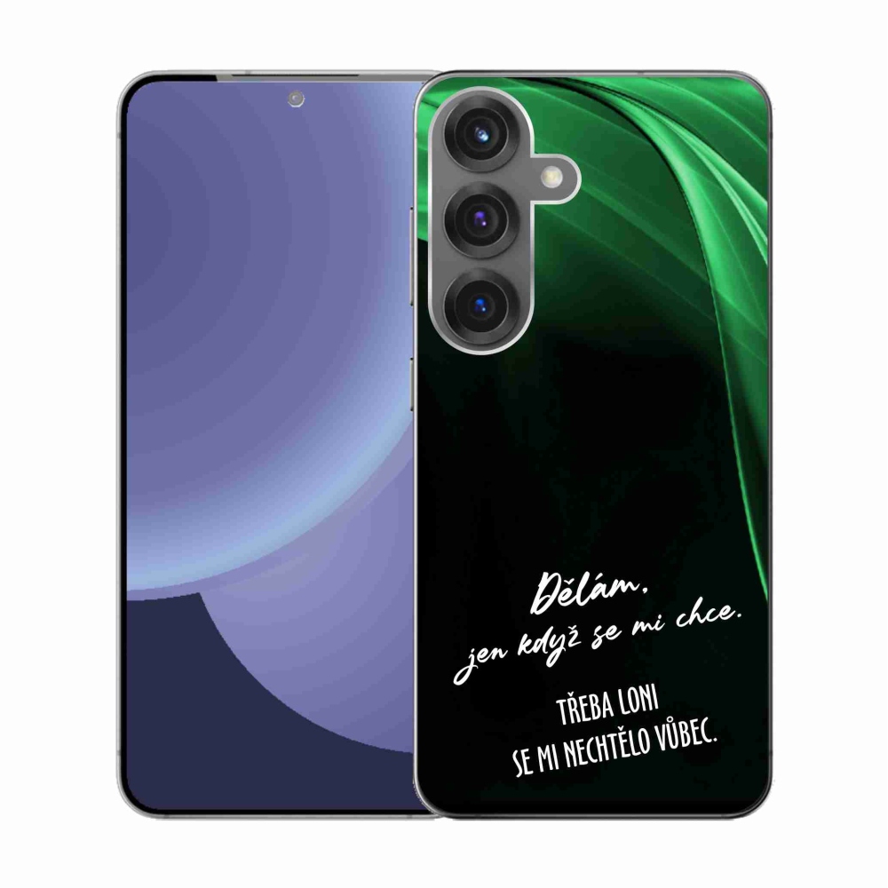 Gélový kryt mmCase na Samsung Galaxy S25 - vtipný text 12 čierne pozadie