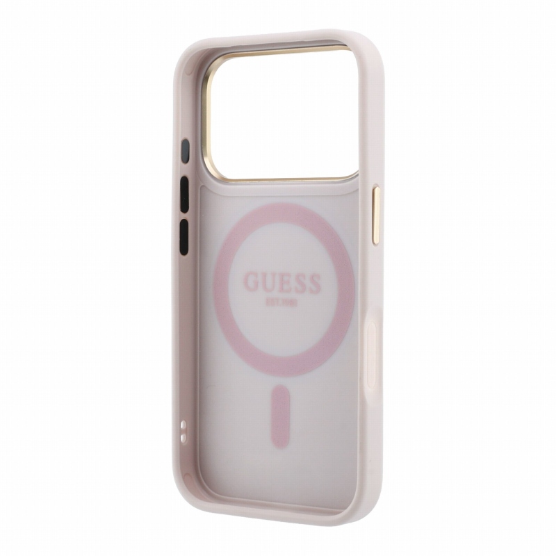 Guess PU 4G Ring Stand MagSafe zadný kryt pre iPhone 18 Pro, ružový