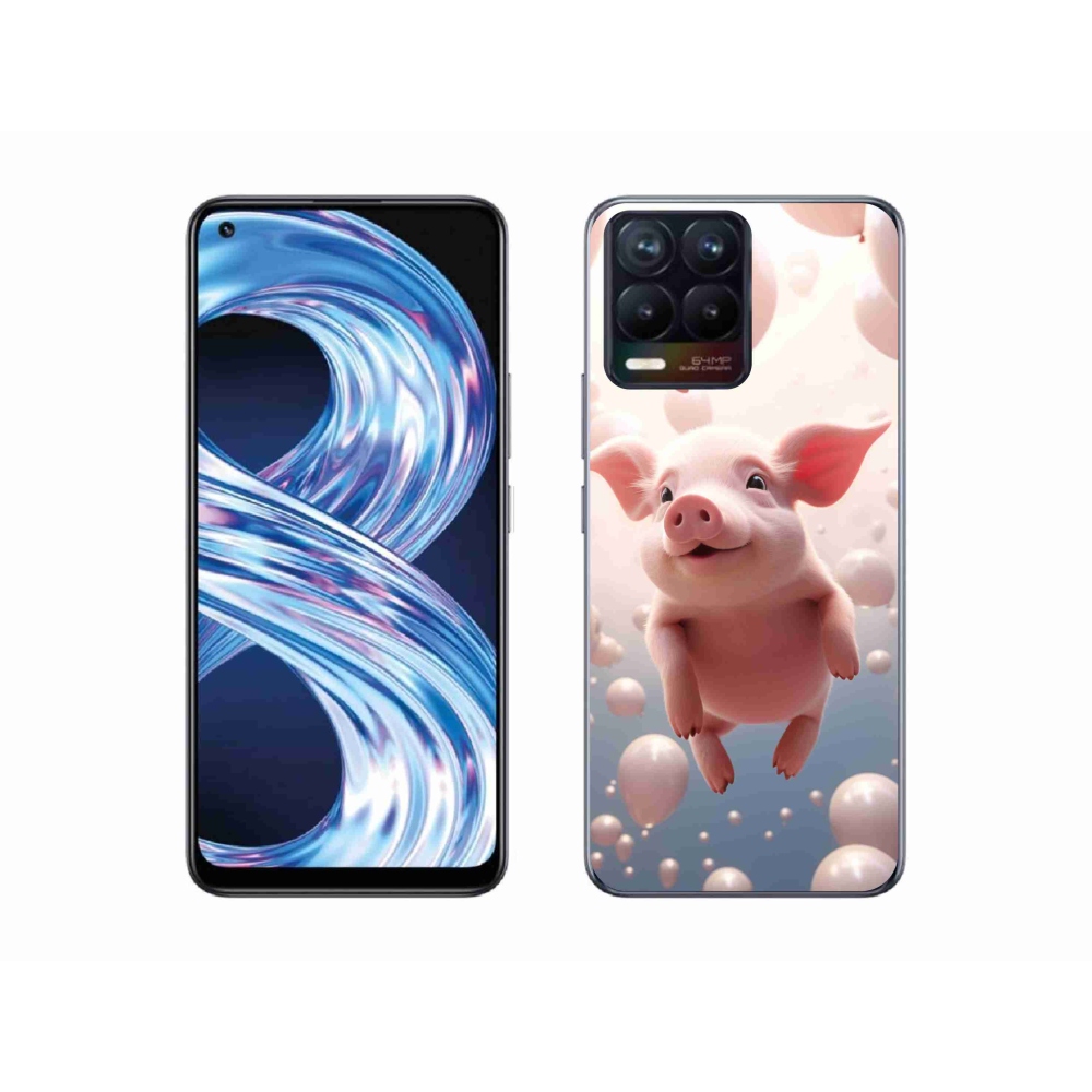 Gélový kryt mmCase na Realme 8 Pro - prasiatko s balónikmi