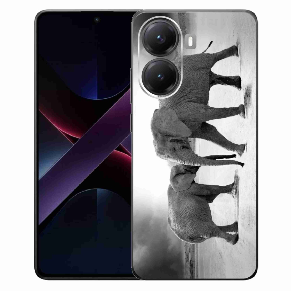 Gélový kryt mmCase na Xiaomi Poco X7 Pro 5G - čiernobieli slony