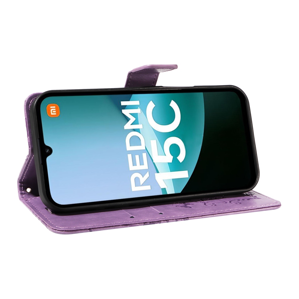 Big Butterfly knižkové puzdro na Xiaomi Redmi 15C 4G/5G (173mm) - fialové