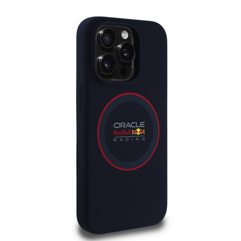 Red Bull Silicone Red Ring MagSafe Zadný Kryt pre iPhone 15 Pro Navy