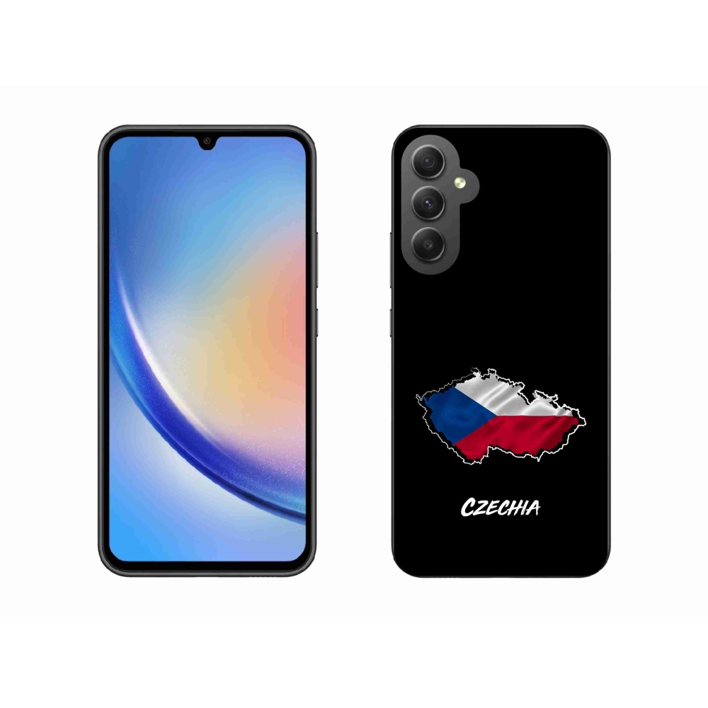 Gélový kryt mmCase na Samsung Galaxy A34 5G - Czechia čierne pozadie