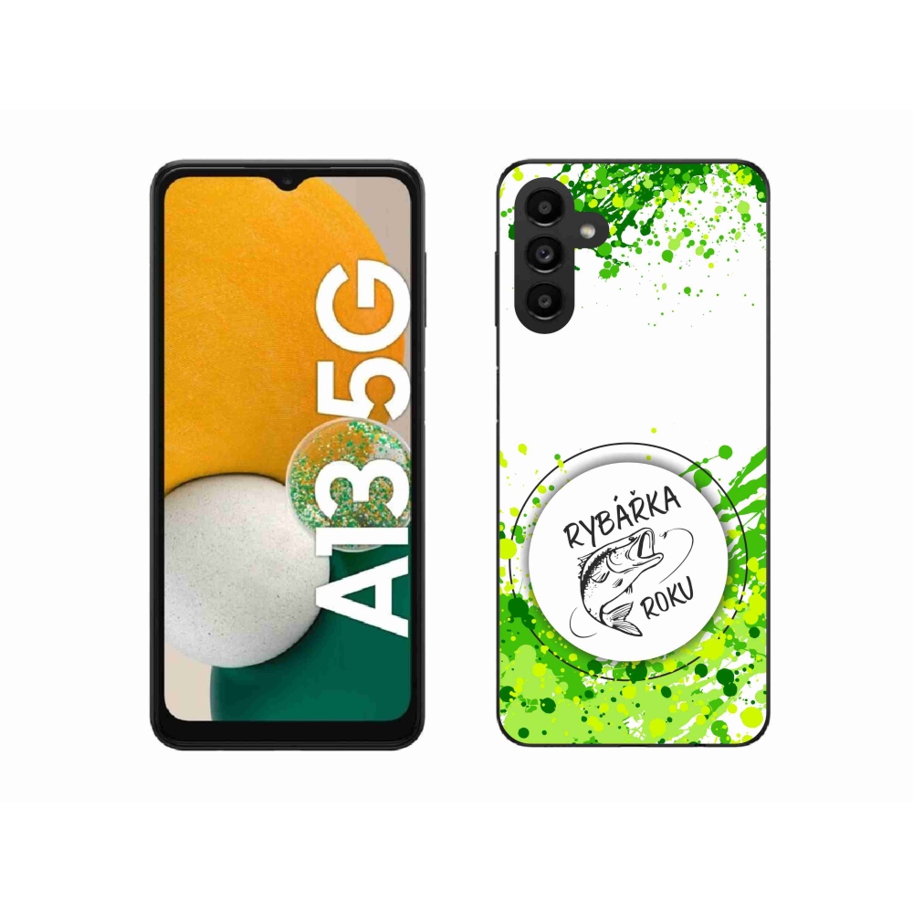 Gélový kryt mmCase na Samsung Galaxy A13 5G - rybárka roku biele pozadie