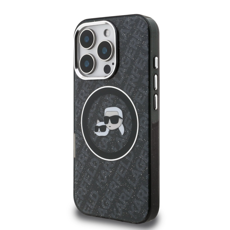 Karl Lagerfeld IML K&CH Heads Repeated Logo MagSafe Zadný Kryt pre iPhone 16 Pro Black