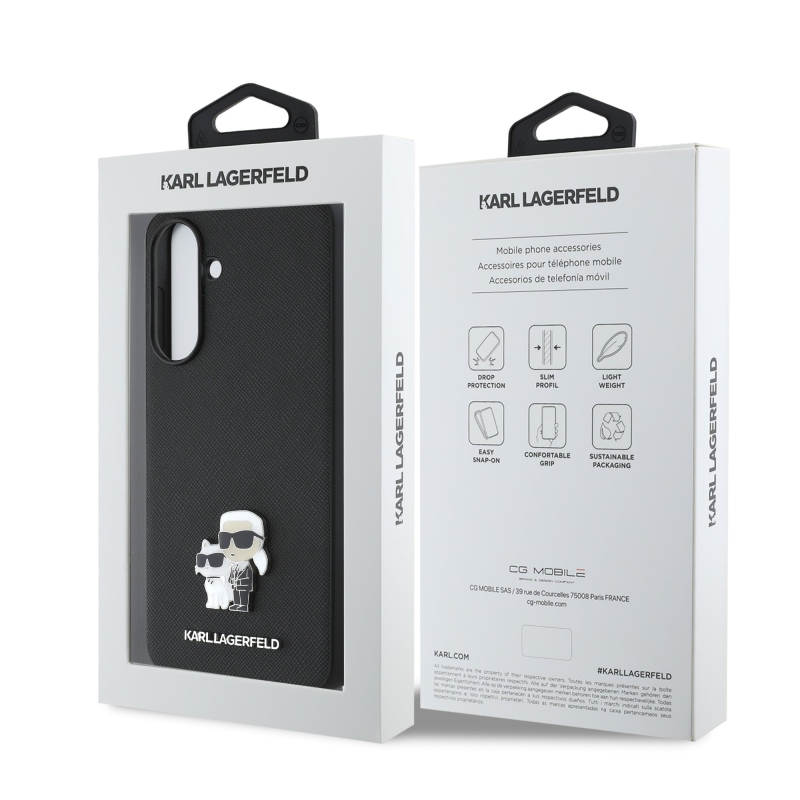 Karl Lagerfeld PU Saffiano Metal Karl and Choupette Zadný Kryt pre Samsung Galaxy A56 Black