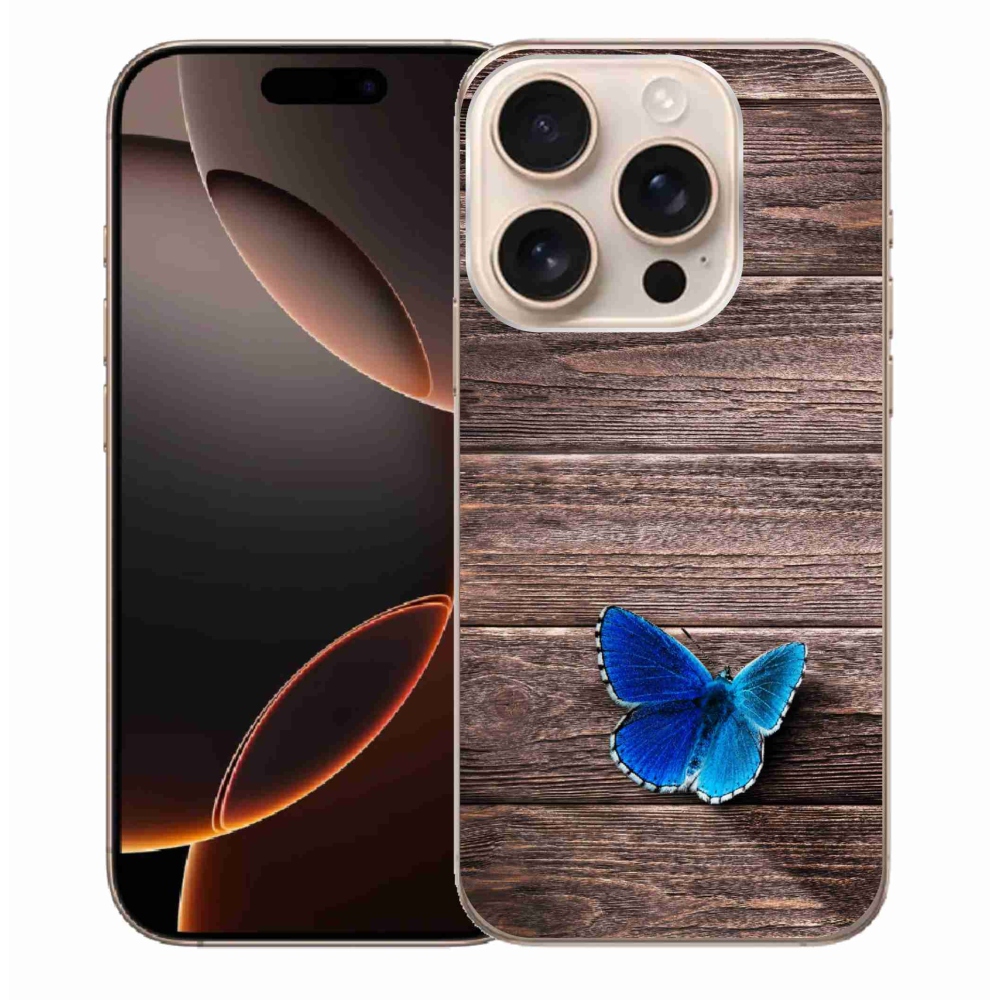 Gélový kryt mmCase na iPhone 16 Pro Max - modrý motýľ 1