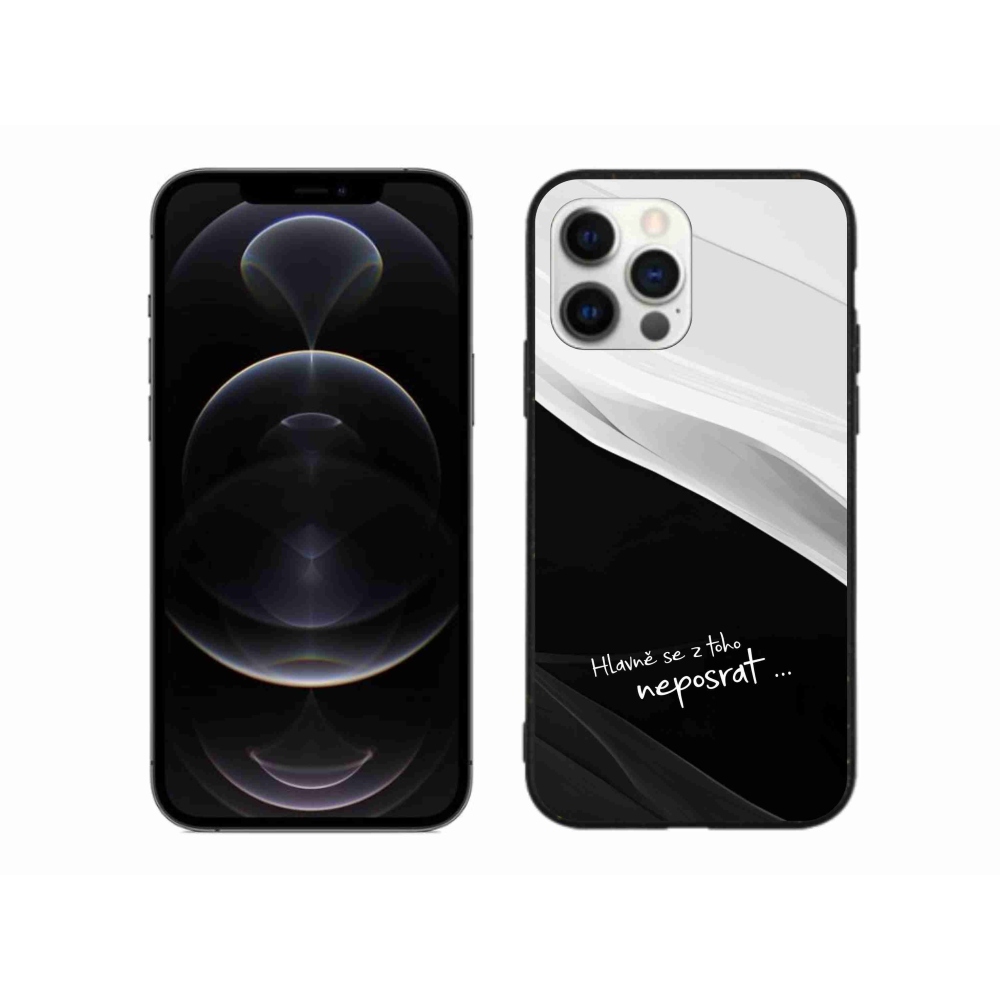 Gélový kryt mmCase na iPhone 12 Pro Max - vtipný text 13 čiernobiele pozadie